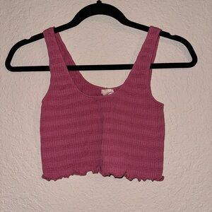 La Hearts by Pacsun Pink Ribbed Scoop Neck Crop Top